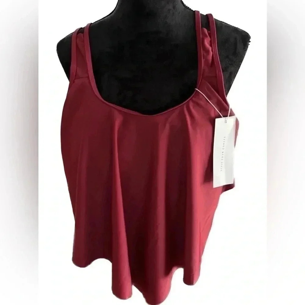 🔵NWT Rosegal cranberry tankini- ruffle front sz 16